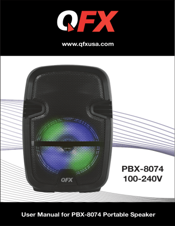 QFX PBX-8074 8” PORTABLE RECHARGEABLE BATTERY PARTY SPEAKER User Manual
