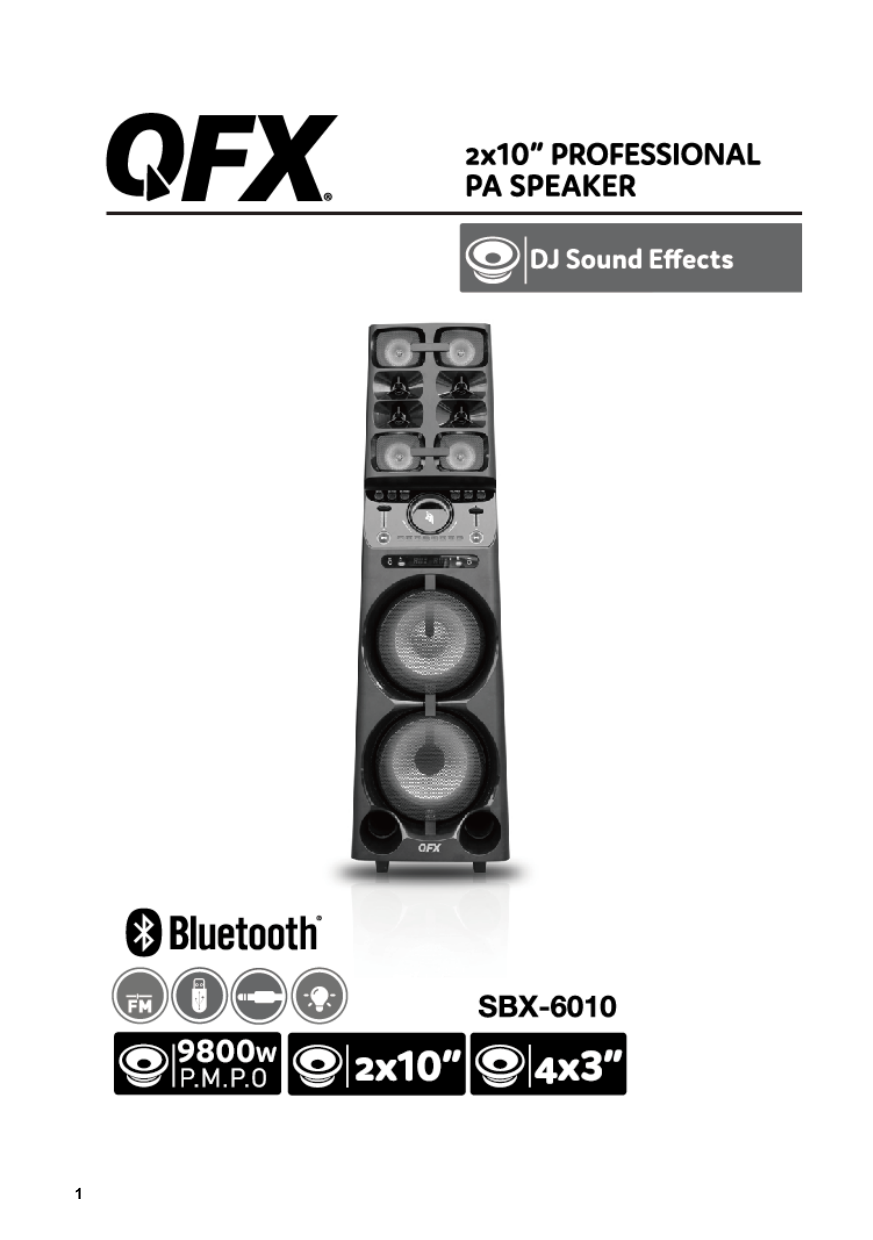 QFX SBX-6010 2 x 10” PROFESSIONAL PA SPEAKER User Manual | Manualzz