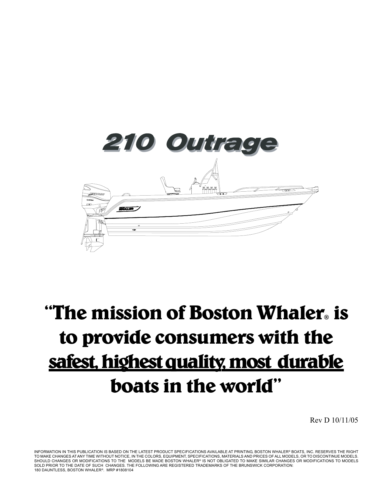 Boston Whaler 210 Outrage 2006 Owner S Manual Manualzz