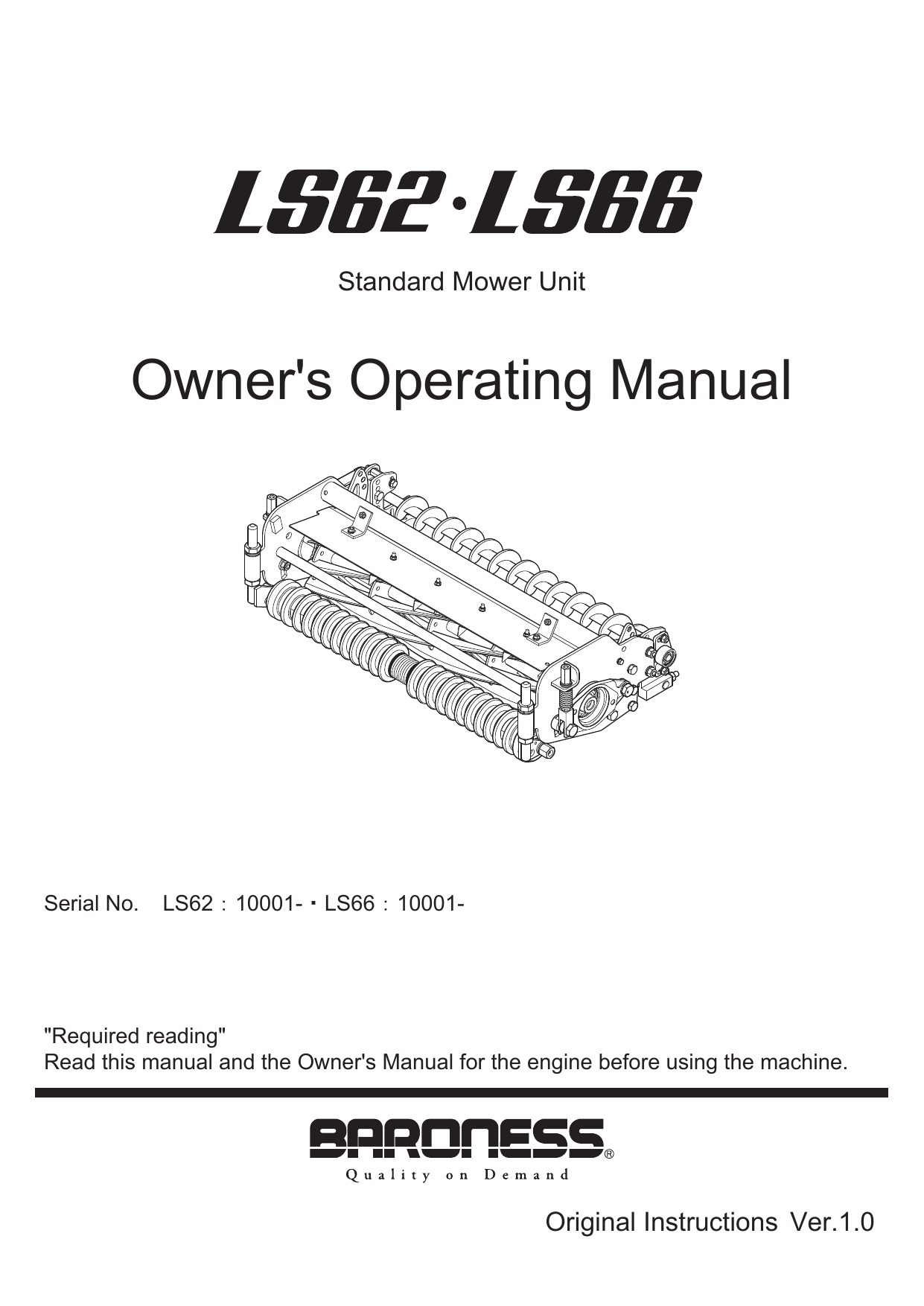 BARONESS LM281 3-UNIT TRIM REEL MOWER PARTS MANUAL - General Turf Equipment