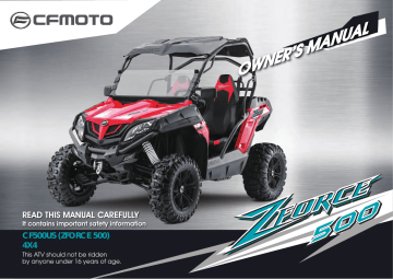 Cfmoto ZFORCE 500 2015-2016 Owner Manual | Manualzz