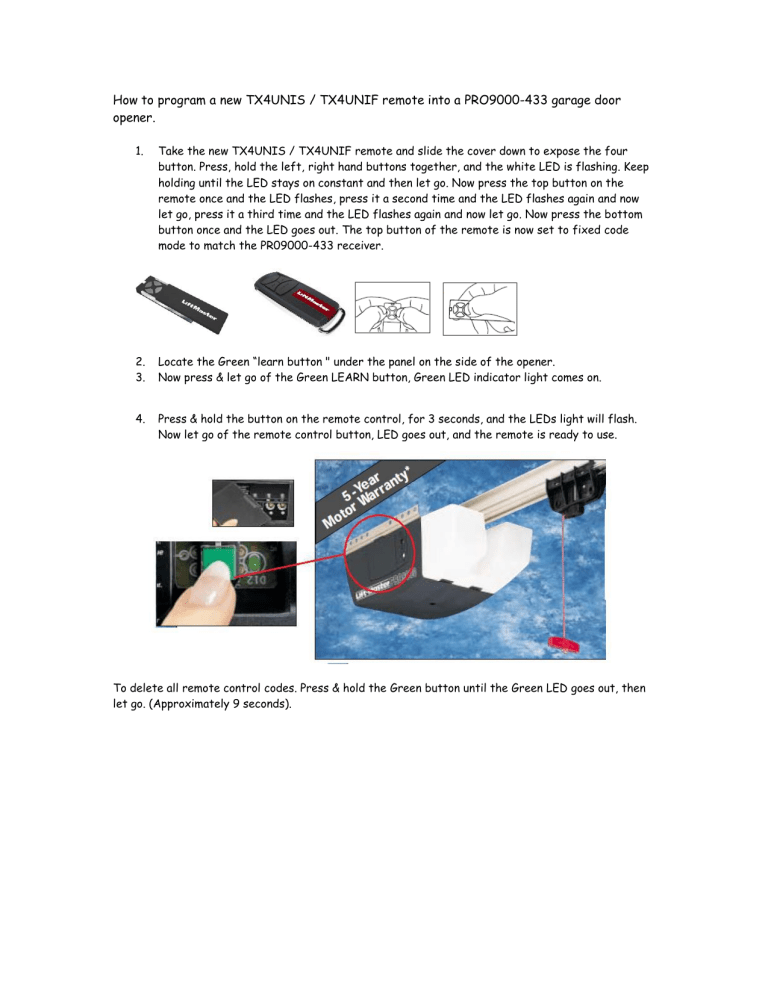 How To Clear All Codes From Liftmaster Garage Door Opener