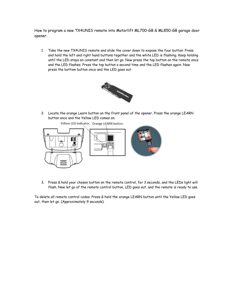 Chamberlain Liftmaster Tx4unis Remote Controls User Guide Manualzz
