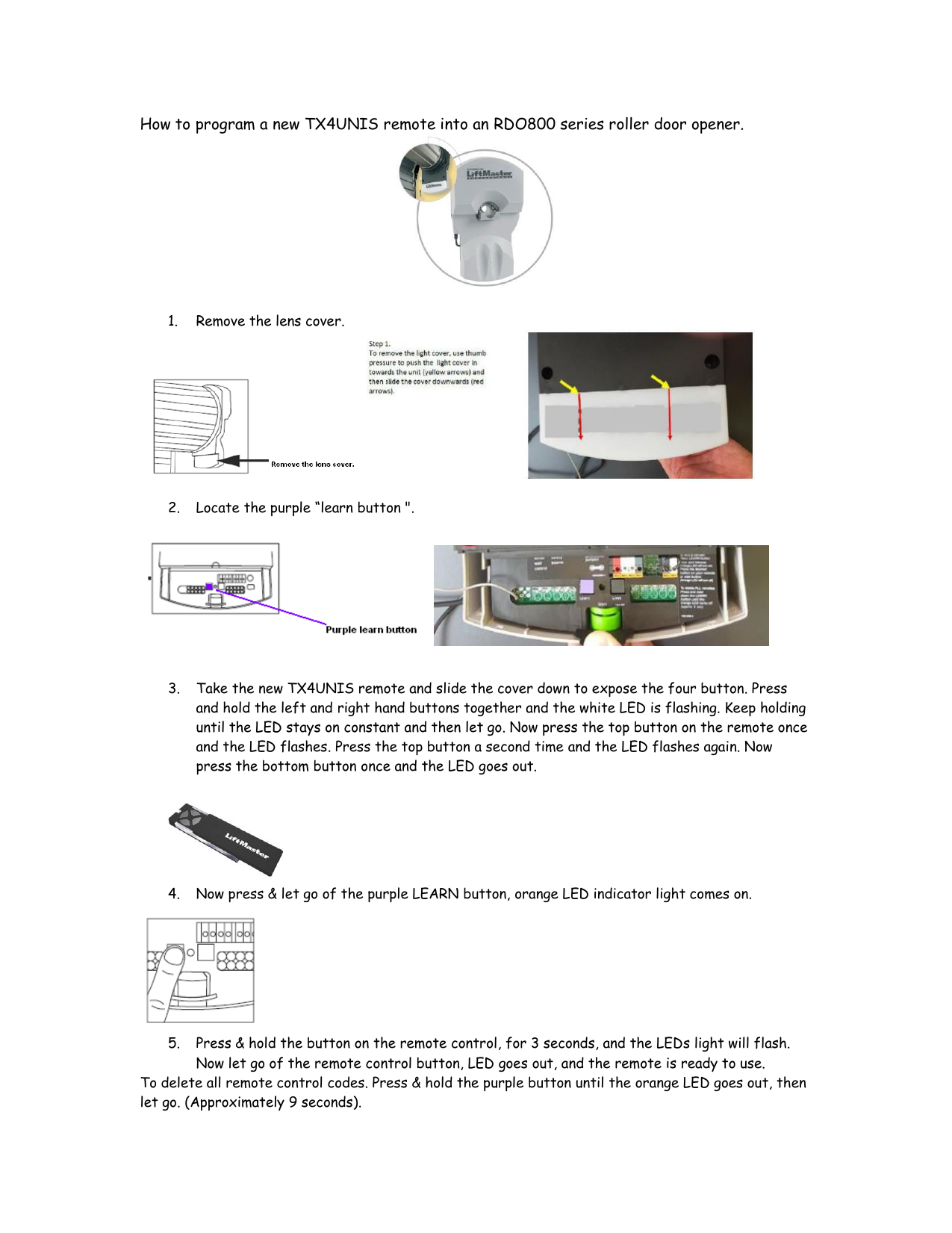 Chamberlain Liftmaster Tx4unis Remote Controls Into Liftmaster Rdo800 Roller Garage Door Openers Guide Manualzz Chamberlain Liftmaster Tx4unis Remote Controls Into Liftmaster Rdo800 Roller Garage Door Openers Guide Manualzz