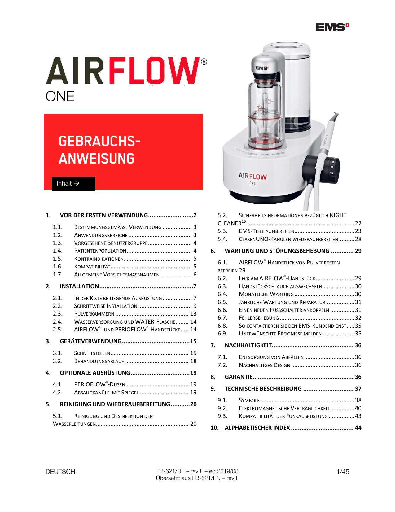 EMS AIRFLOW One Bedienungsanleitung Manualzz