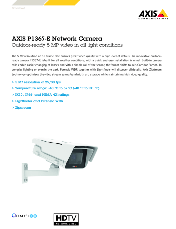 AXIS P1367-E 5MP Full-Body Camera Data Sheet | Manualzz