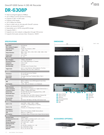 IDIS DR-6308P-S DIRECT IP H265 4K UHD 8CH POE RECORDER Technical Manual | Manualzz