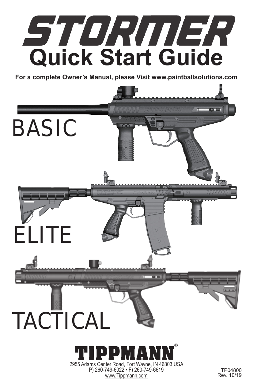 Tippmann Stormer, STORMER TACTICAL Manuel du propriétaire Manualzz