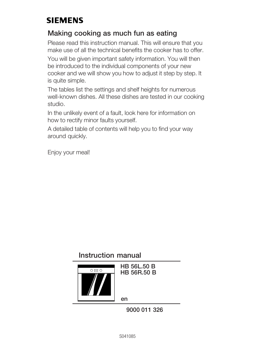 Siemens Builtin single oven Instruction manual Manualzz