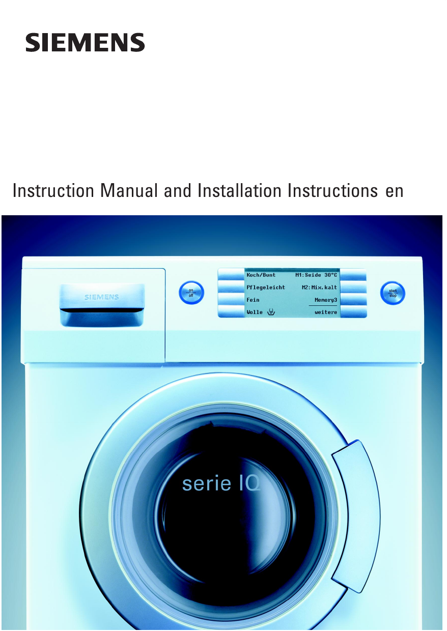 Siemens Automatic washing machine hydrosafe Operating/installations