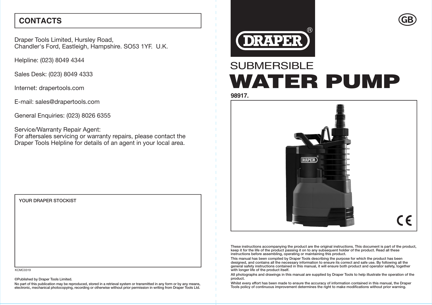 Draper Submersible Water Pump Instructions Manualzz