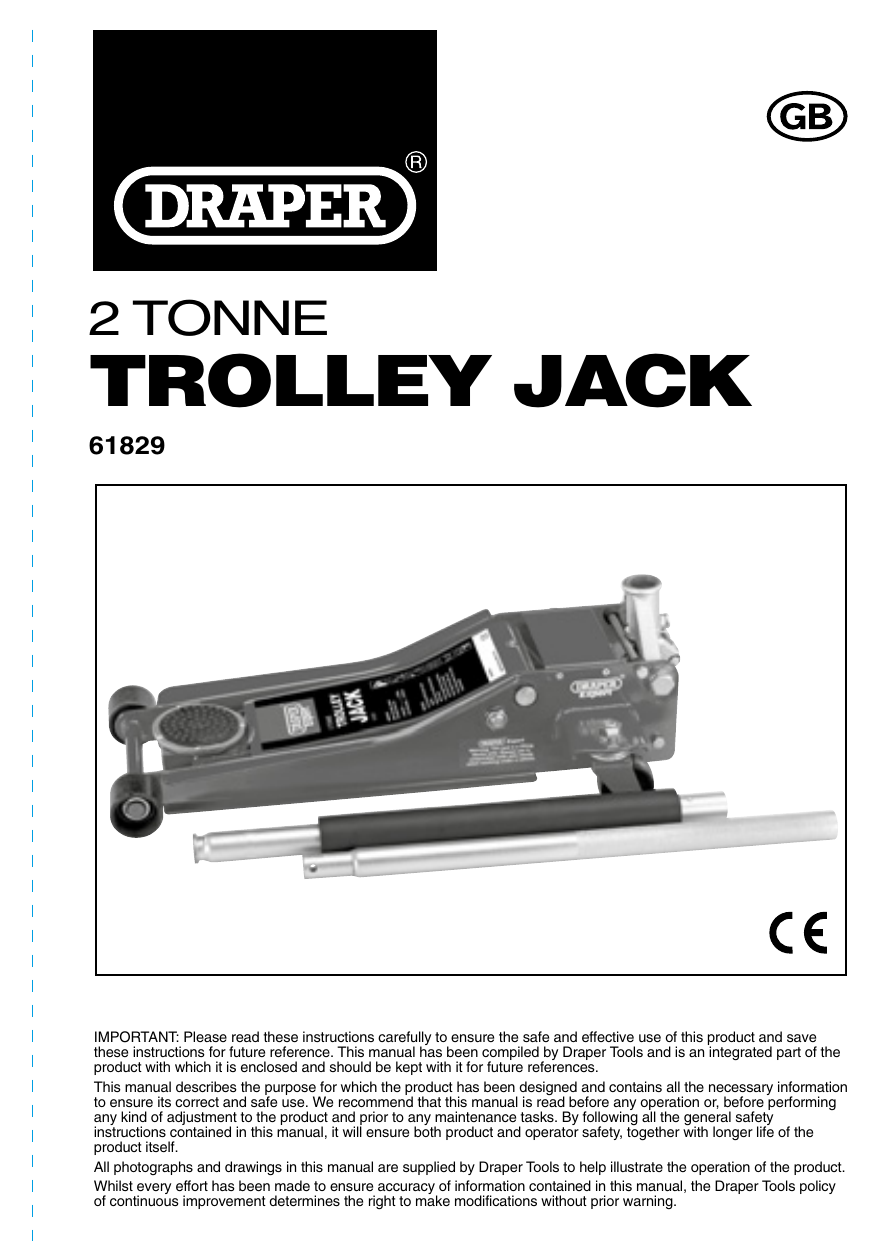 Draper Professional Garage Trolley Jacks Instructions Manualzz