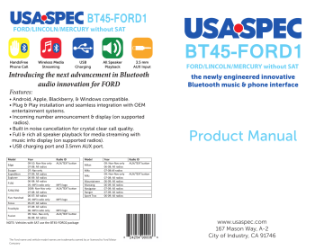 Usa Spec Bt45 Ford1 Product Manual Manualzz