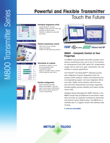 Mettler Toledo M800 Transmitter Series Datasheet | Manualzz