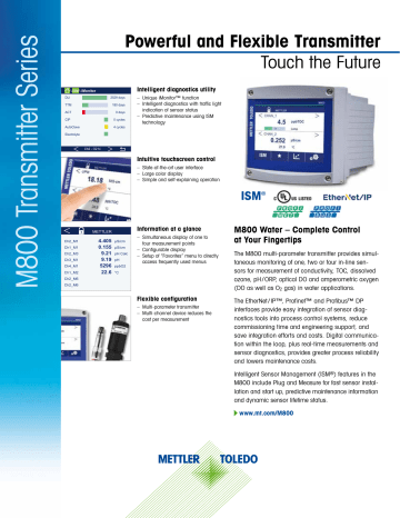 Mettler Toledo M800 Water Transmitter Datasheet - Download PDF | Manualzz