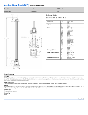 Hadco Anchor Base Posts (377, 397, 402, 766, 767) Specifications | Manualzz