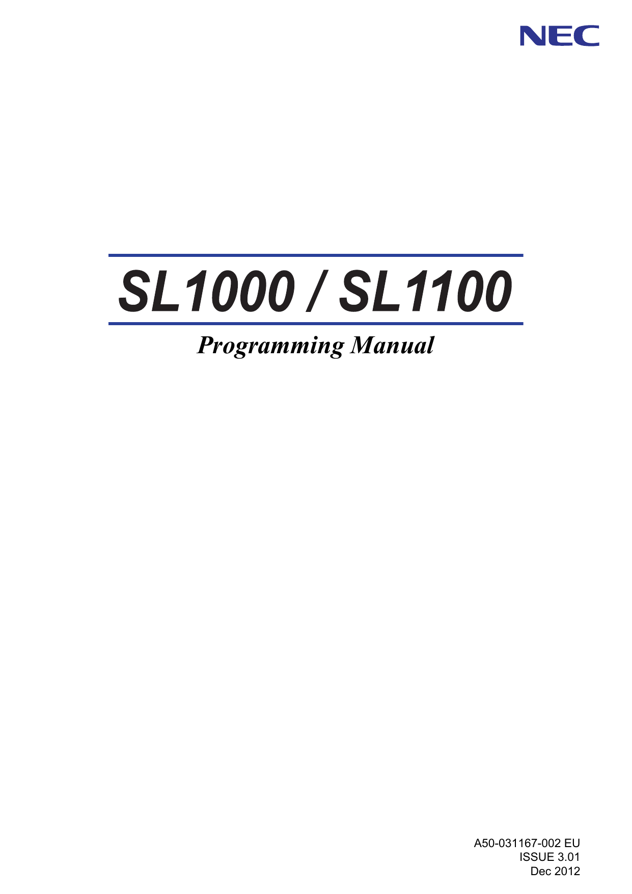 Nec Sl1000 Sl1100 Programming Manual Manualzz