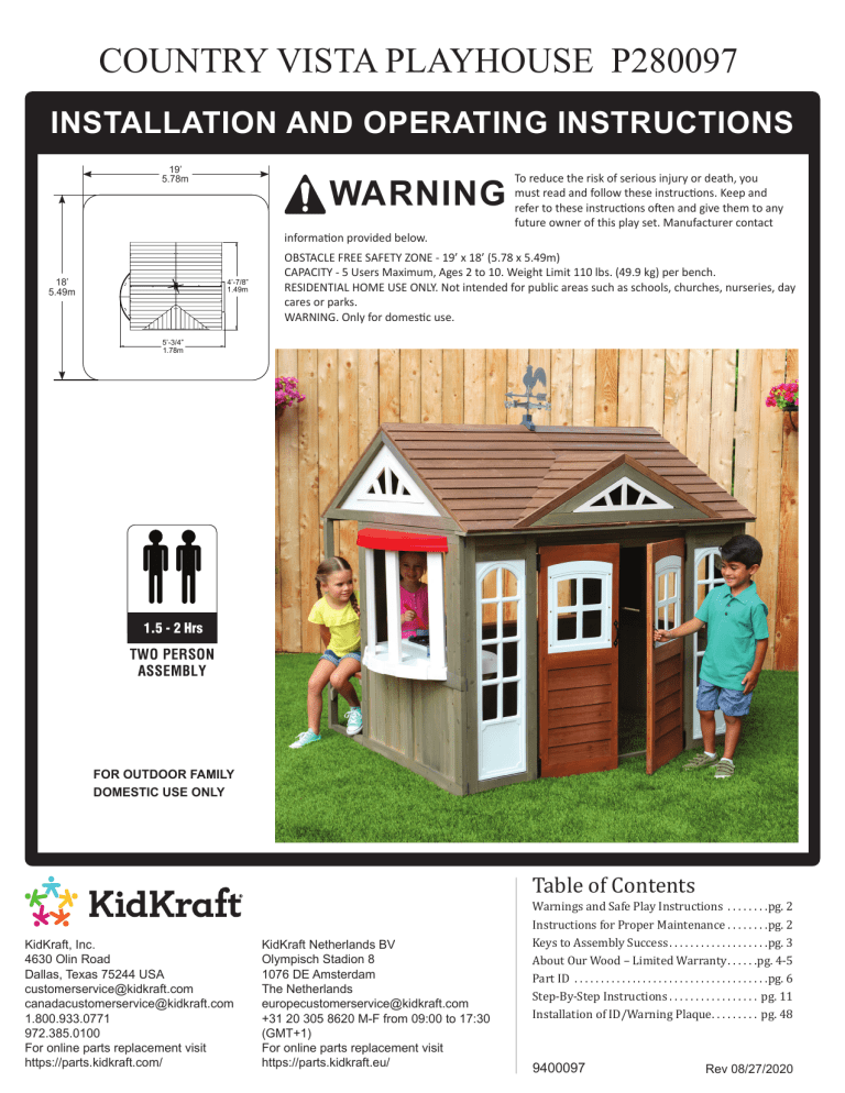 KidKraft Country Vista Playhouse User manual Manualzz