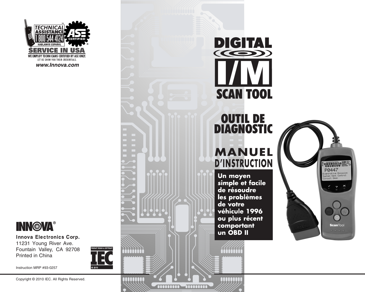 Innova 3040 CanOBD2 Scan Tool Le manuel du propriétaire | Manualzz