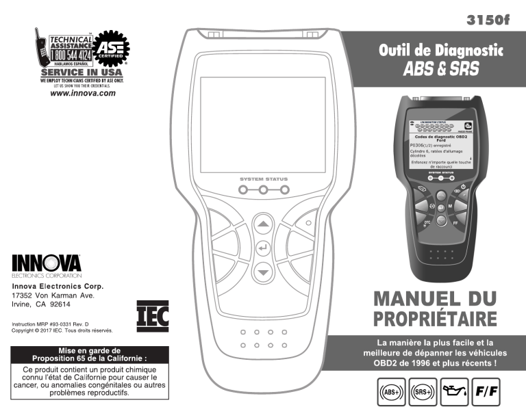 Innova 3150f Owner's manual | Manualzz