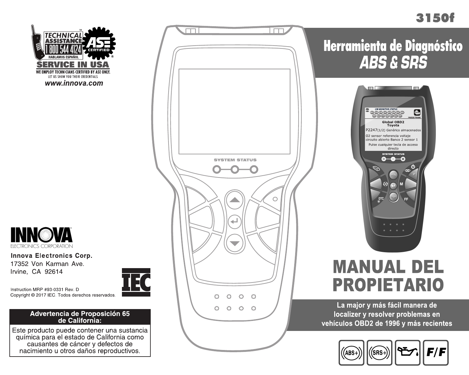 Innova 3150f Owner's manual | Manualzz