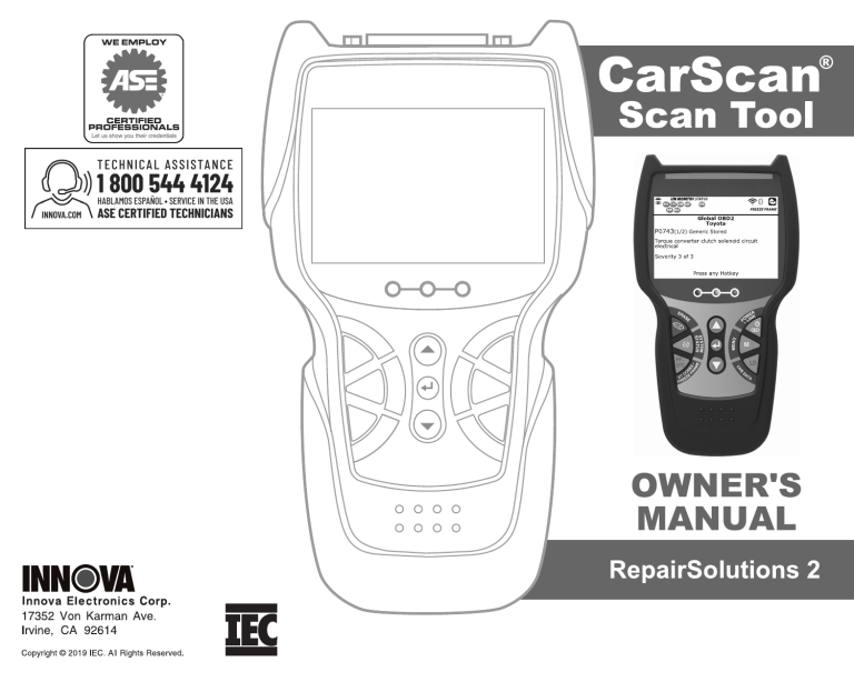 Innova 5512, FixAssist 3170RS Owner's manual | Manualzz