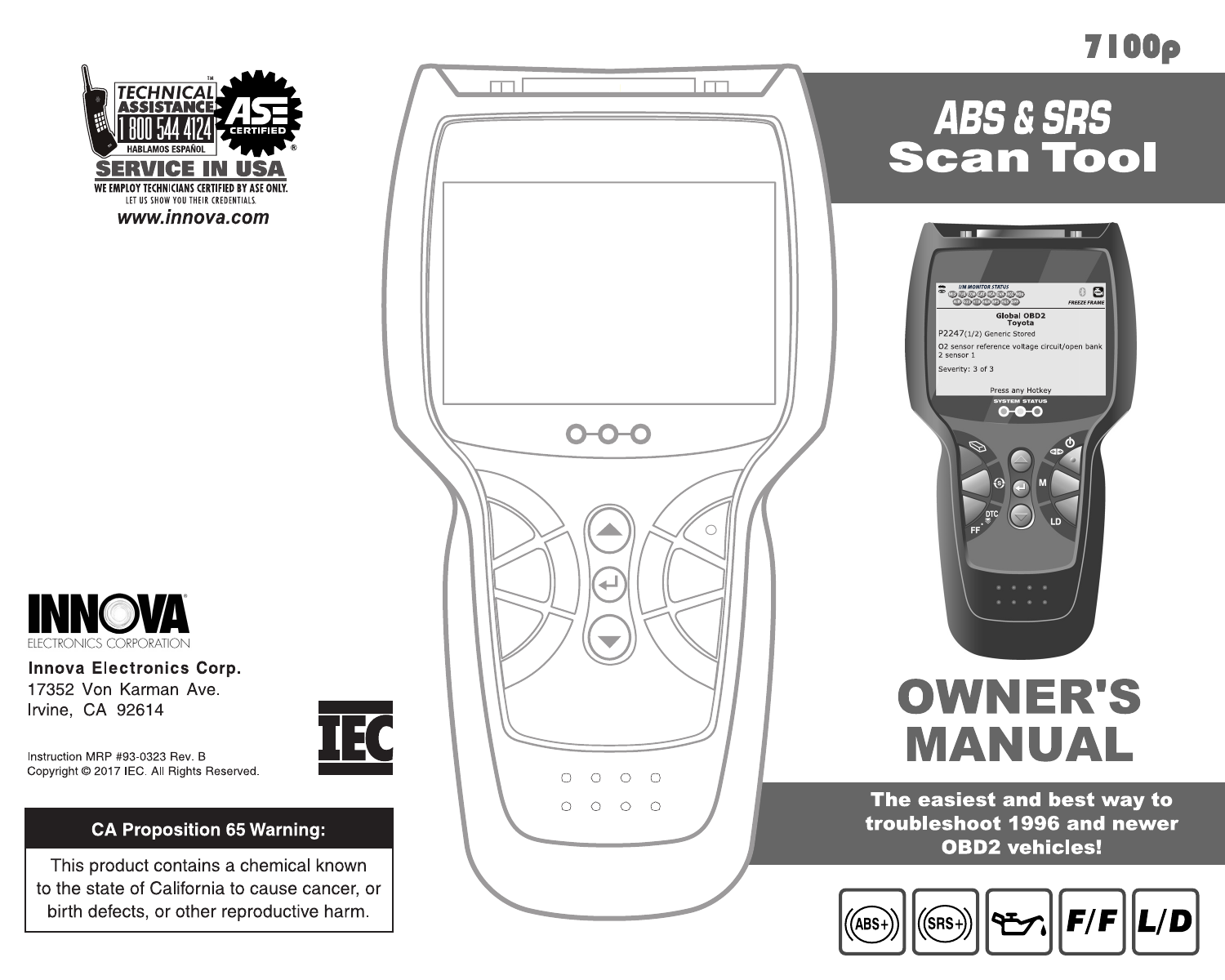 Innova OBD2 7100p Diagnostic Scan Tool Owner's manual | Manualzz