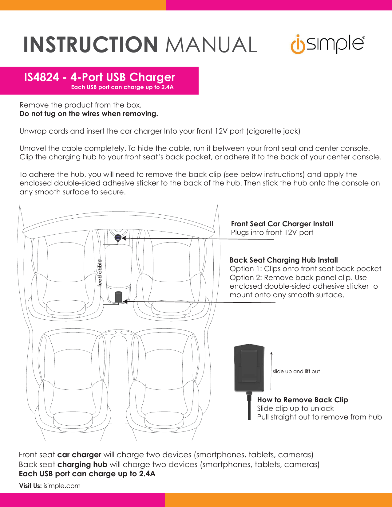 iSimple 4 USB Port Car Charger User manual Manualzz