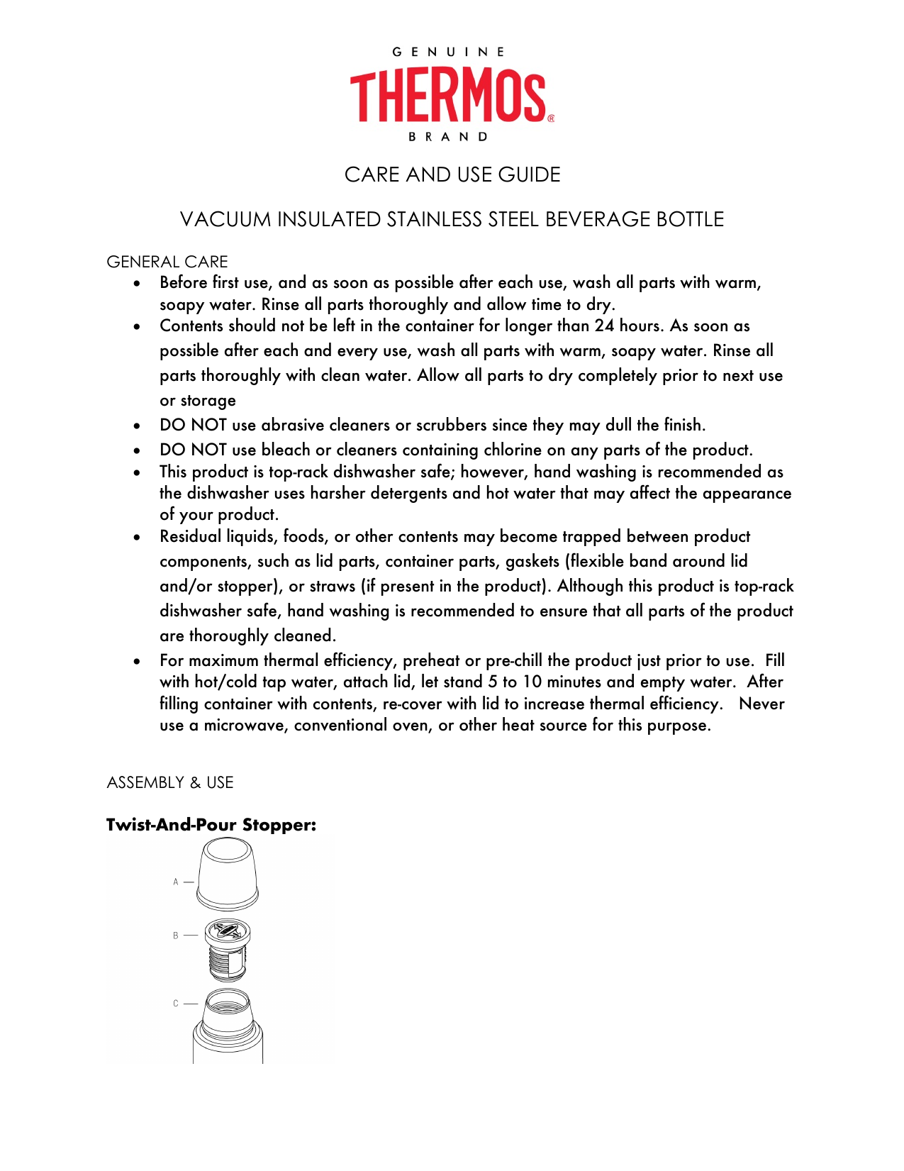 Thermos The Rock Vacuum Insulated Beverage Bottle 1 0l User Manual Manualzz