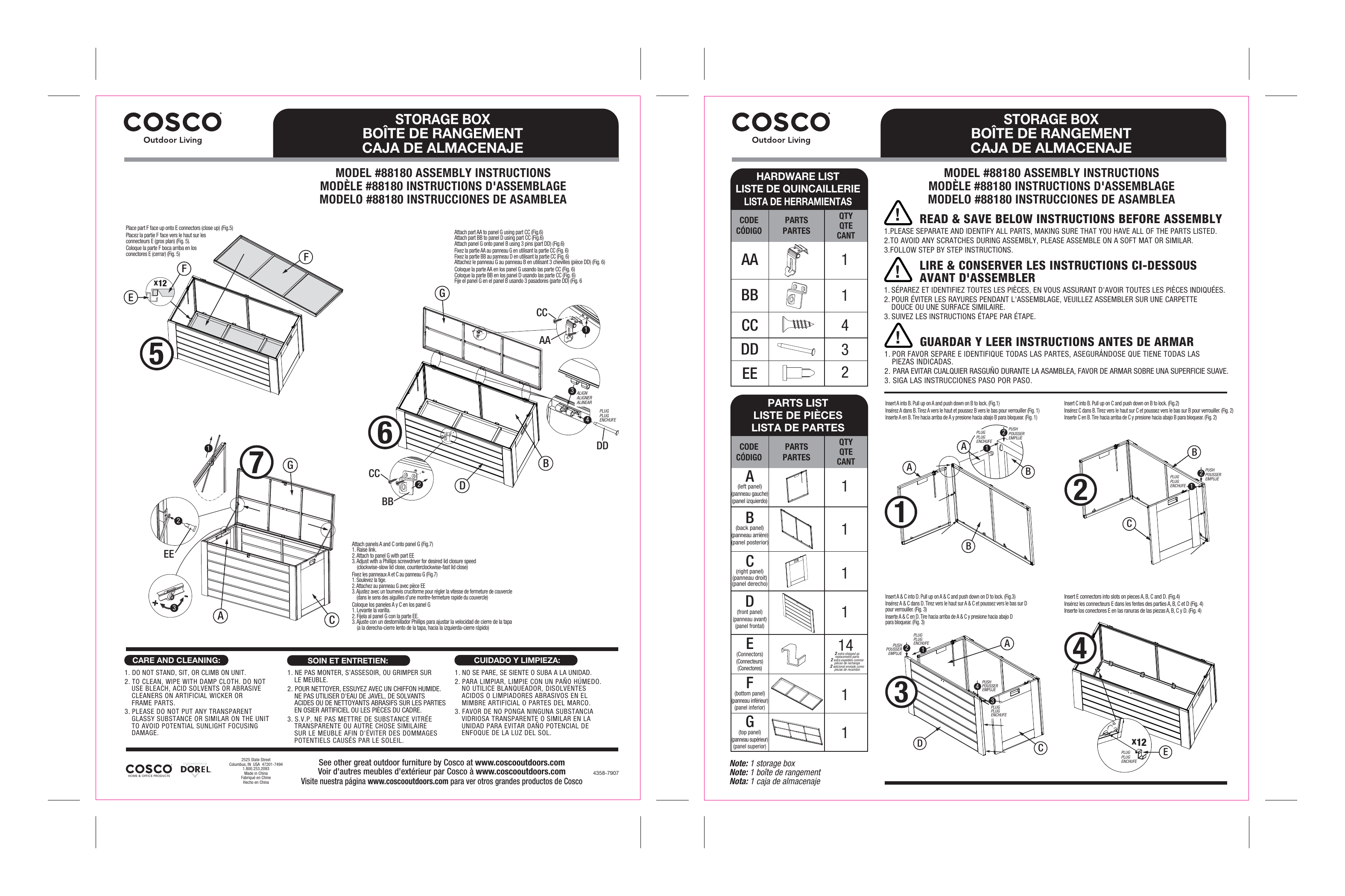 COSCO 88180GCG1E Outdoor Patio Deck Storage Box Extra Large 180 Gallons