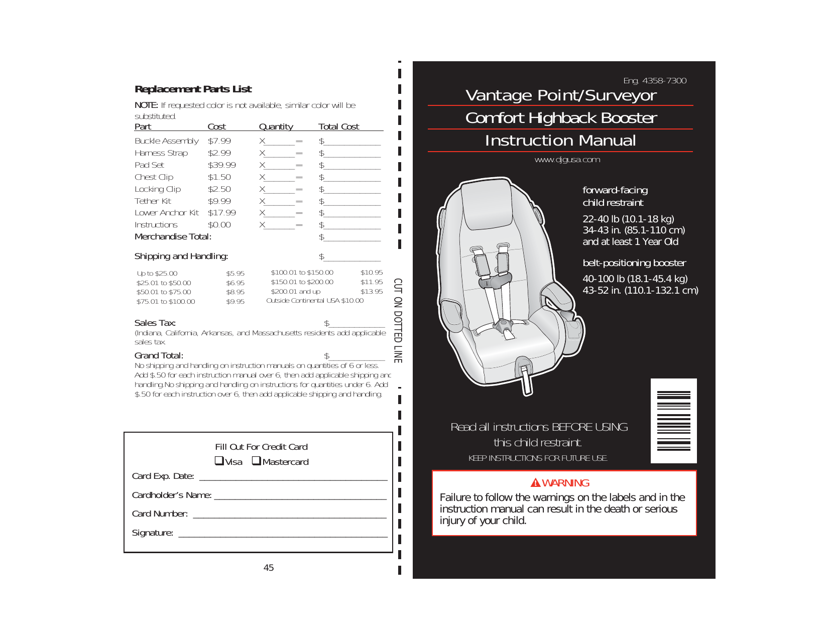 COSCO BC045 Vantage Point Highback Booster Instructions Manualzz