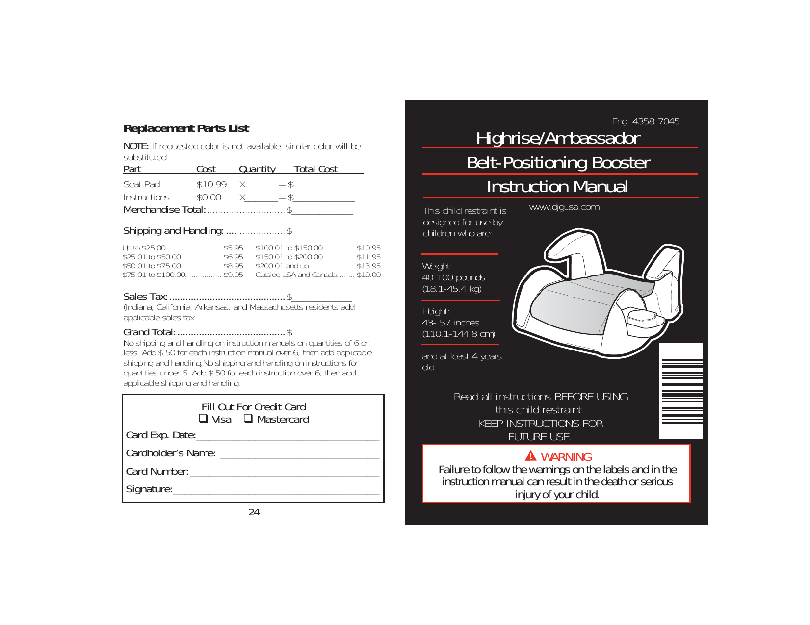 COSCO 22293 Ambassador Highrise Booster Instructions Manualzz