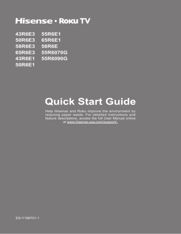 Hisense 43R6090G 4K UHD Roku TV Quick Start Guide | Manualzz