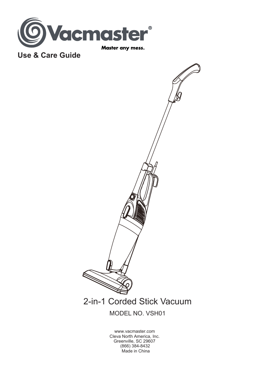 Vacmaster vsh01 Operator's Manual Manualzz