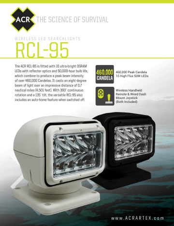 ACR Electronics RCL-95 LED Searchlight Spec Sheet | Manualzz