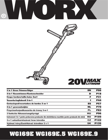 Worx WG169E.5 WG168E WG169.5 HUTTRA WG169E WG169E.9 Owner s