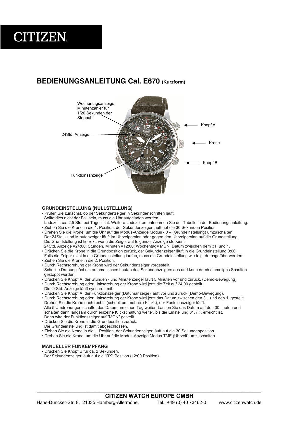 Citizen discount e670 manual