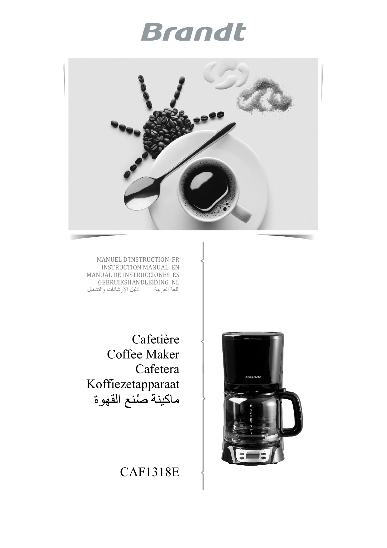 Brandt CAF1318E Filter coffee machine User Manual Manualzz