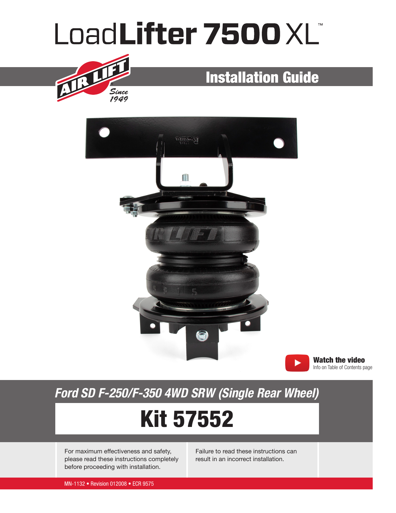 Air Lift 57552 LoadLifter 7500 XL Installation Guide Manualzz