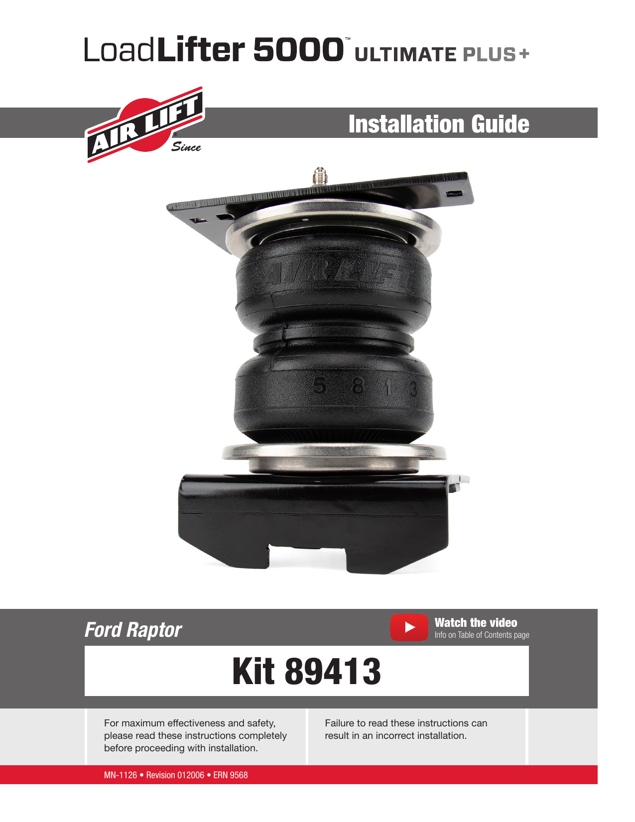 Air Lift 89413 LoadLifter 5000Ultimate Plus Installation Guide Manualzz