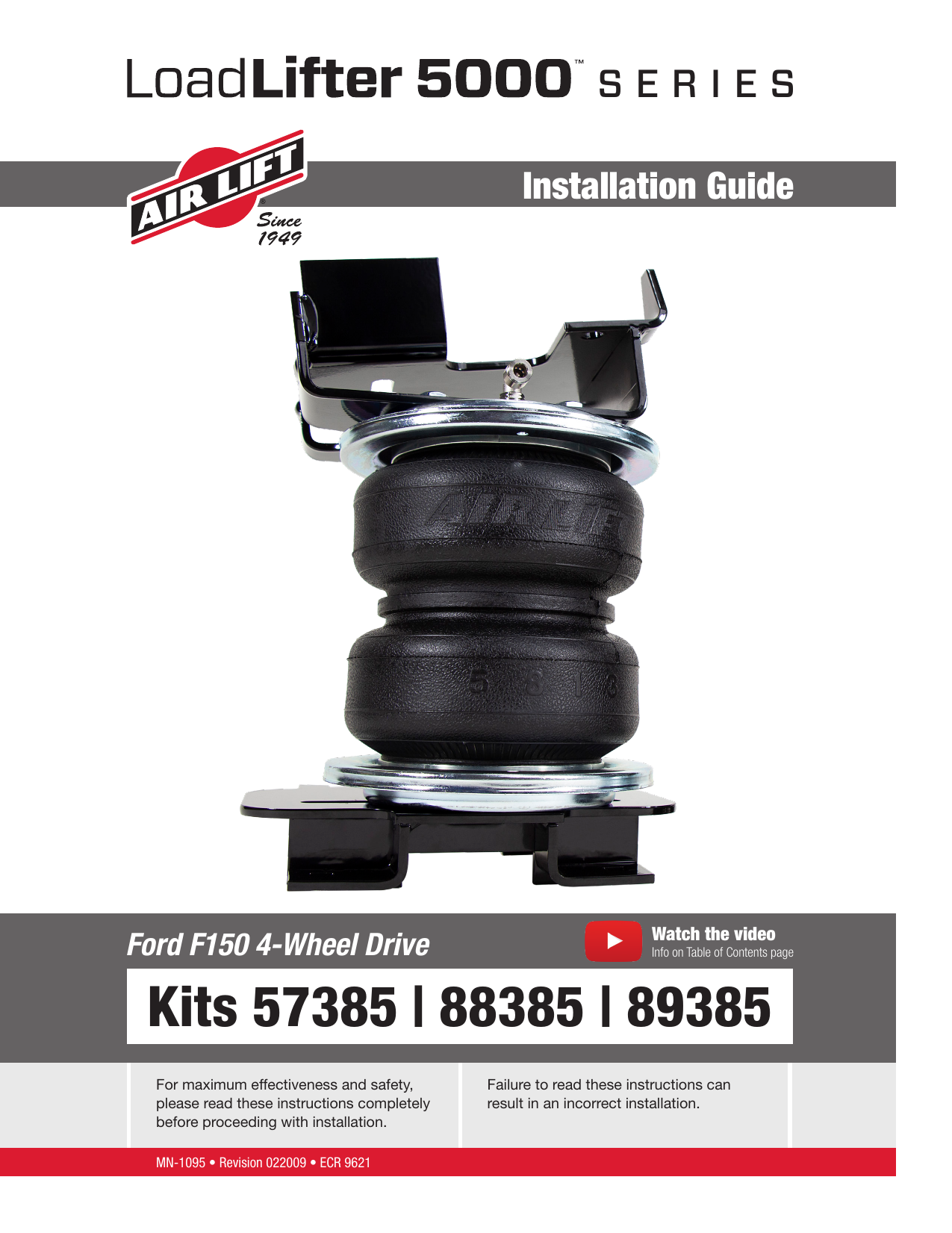Air Lift 93385 LoadLifter PROSeries Installation Guide Manualzz