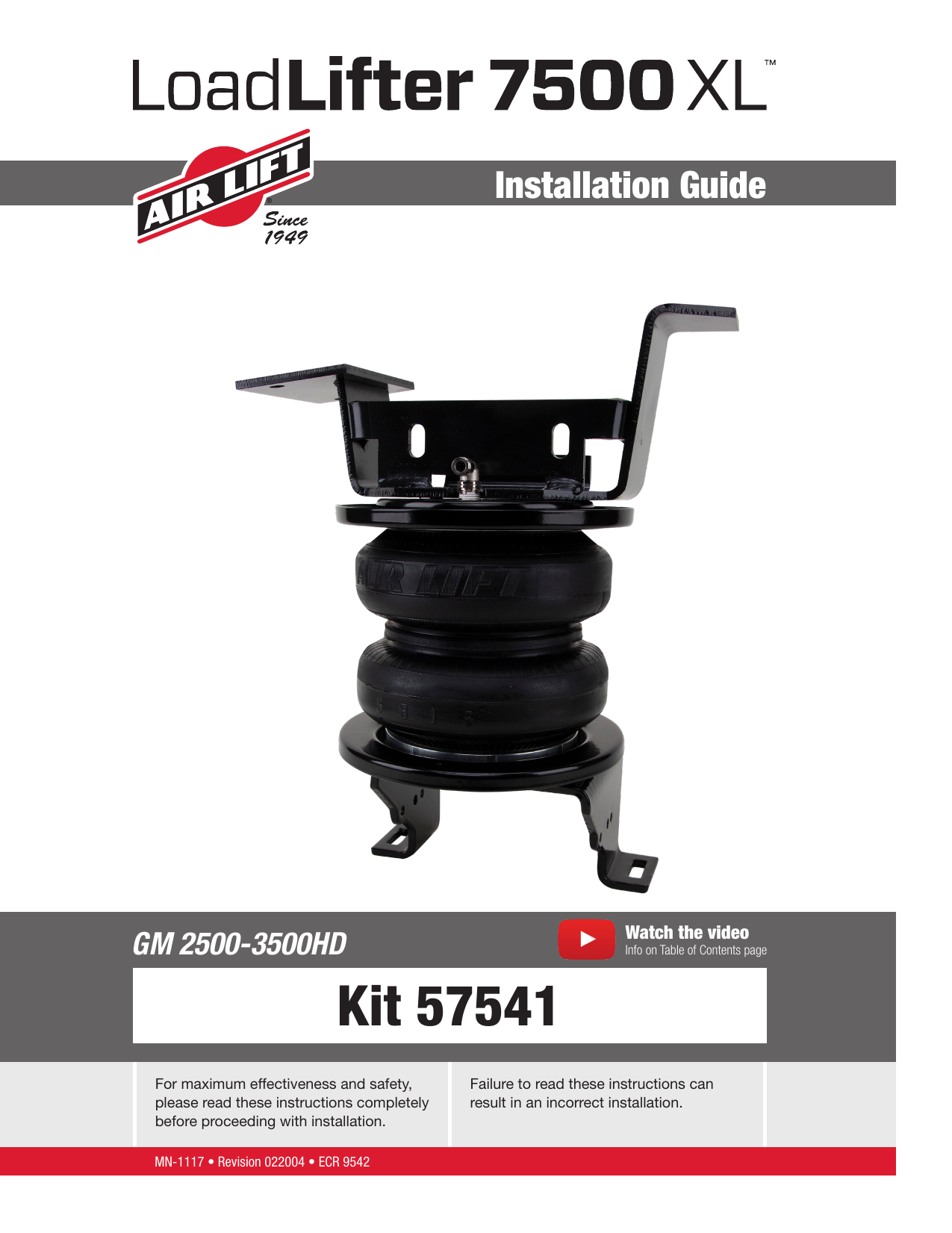 Air Lift 57541 LoadLifter 7500 XL Installation Guide Manualzz