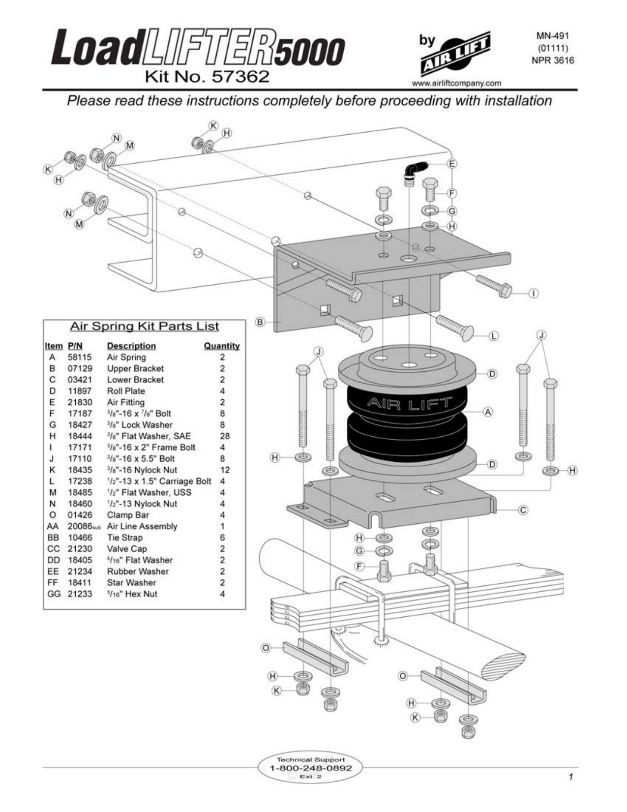 Air Lift 57362 LoadLifter 5000 Installation Guide Manualzz