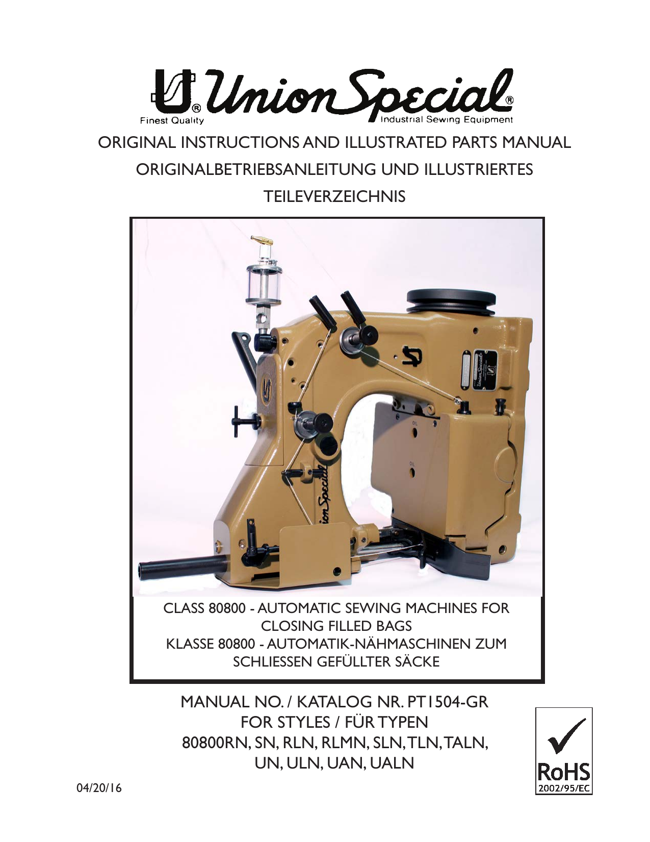 Union Special 80800UALBN Owner Manual | Manualzz