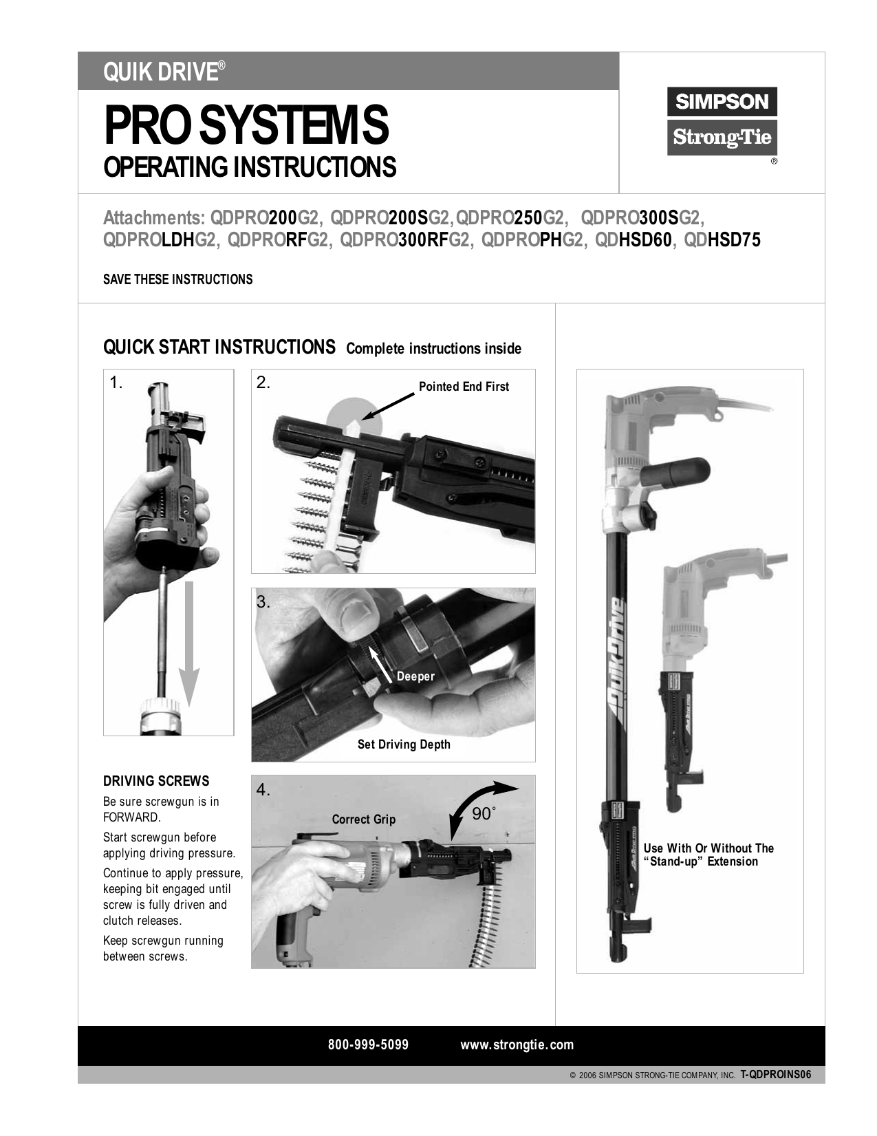 Simpson StrongTie QUIK DRIVE QDPRO200G2 Operating instructions Manualzz