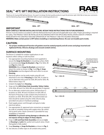 RAB Lighting SEAL8-100N/D10/LC Washdown, Lightcloud Control System Instructions | Manualzz