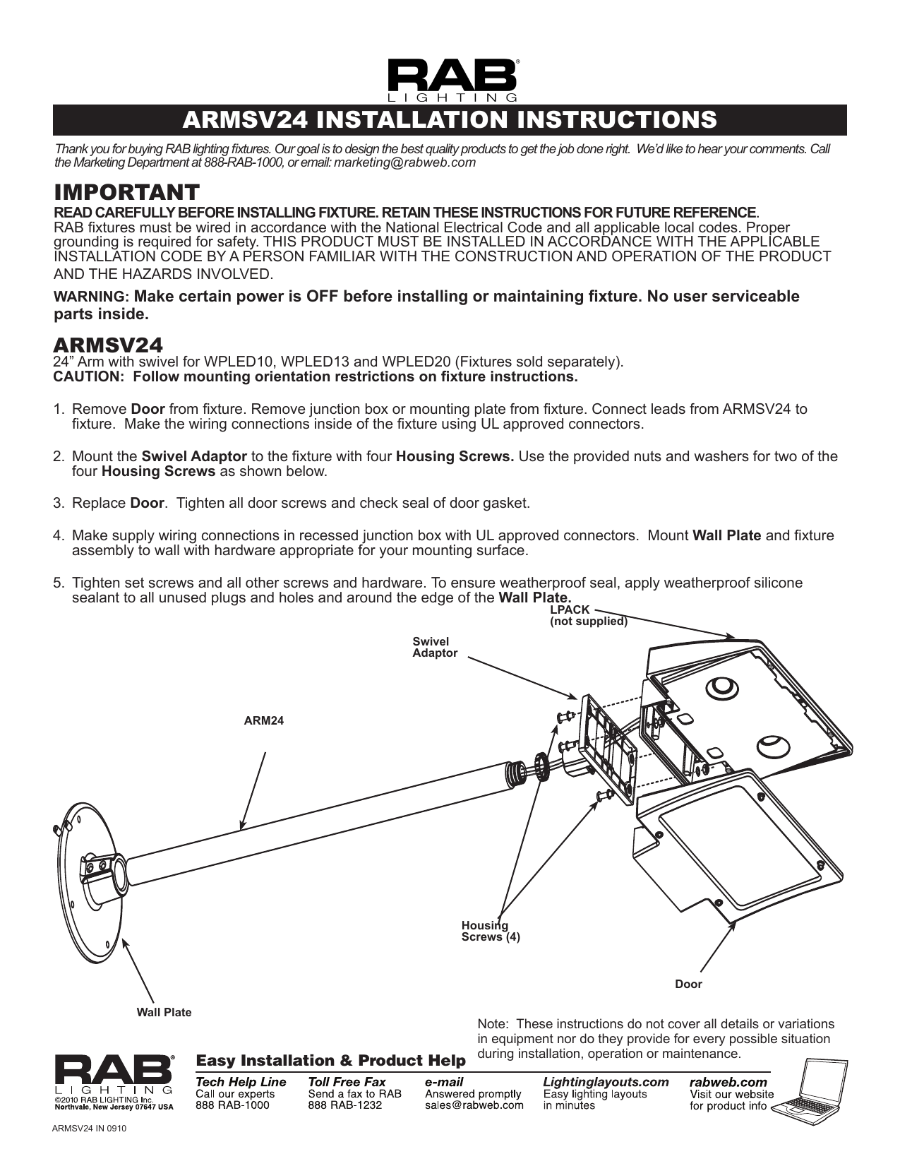 RAB Lighting ARMSV24 Operating instructions | Manualzz