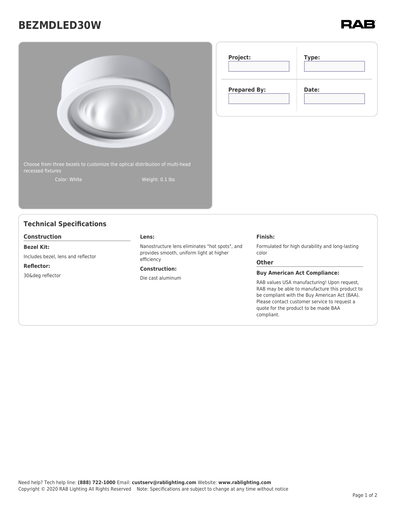 Rab Lighting Bezmdled30w Specification 