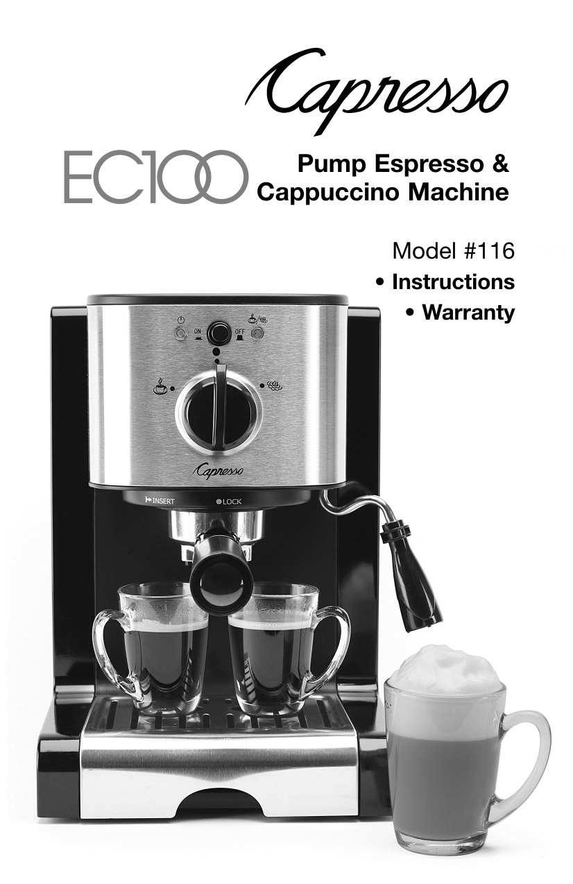 Capresso 166 EC100 Espresso Machine Instruction Manual Manualzz