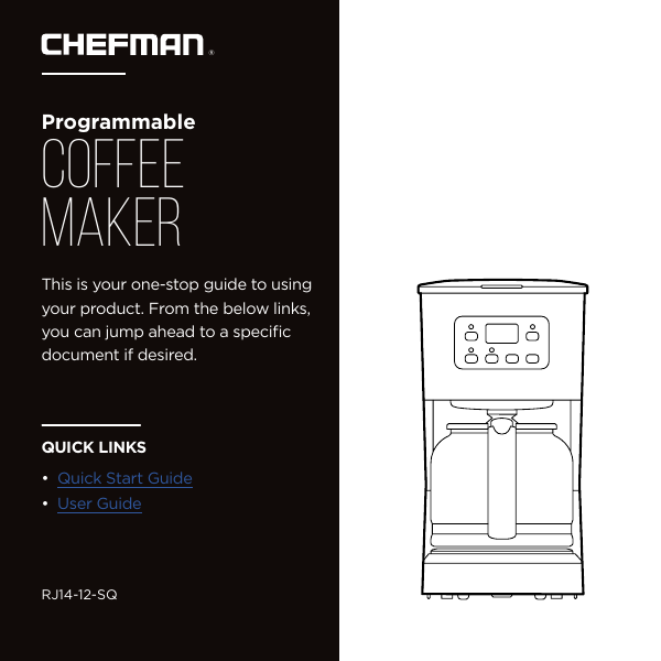 Chefman 12-Cup Programmable Coffee Maker, Square Stainless Steel